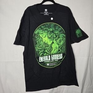 NWT 2X Emerald Harvest Emerald Goddess Black And Neon Green Tee